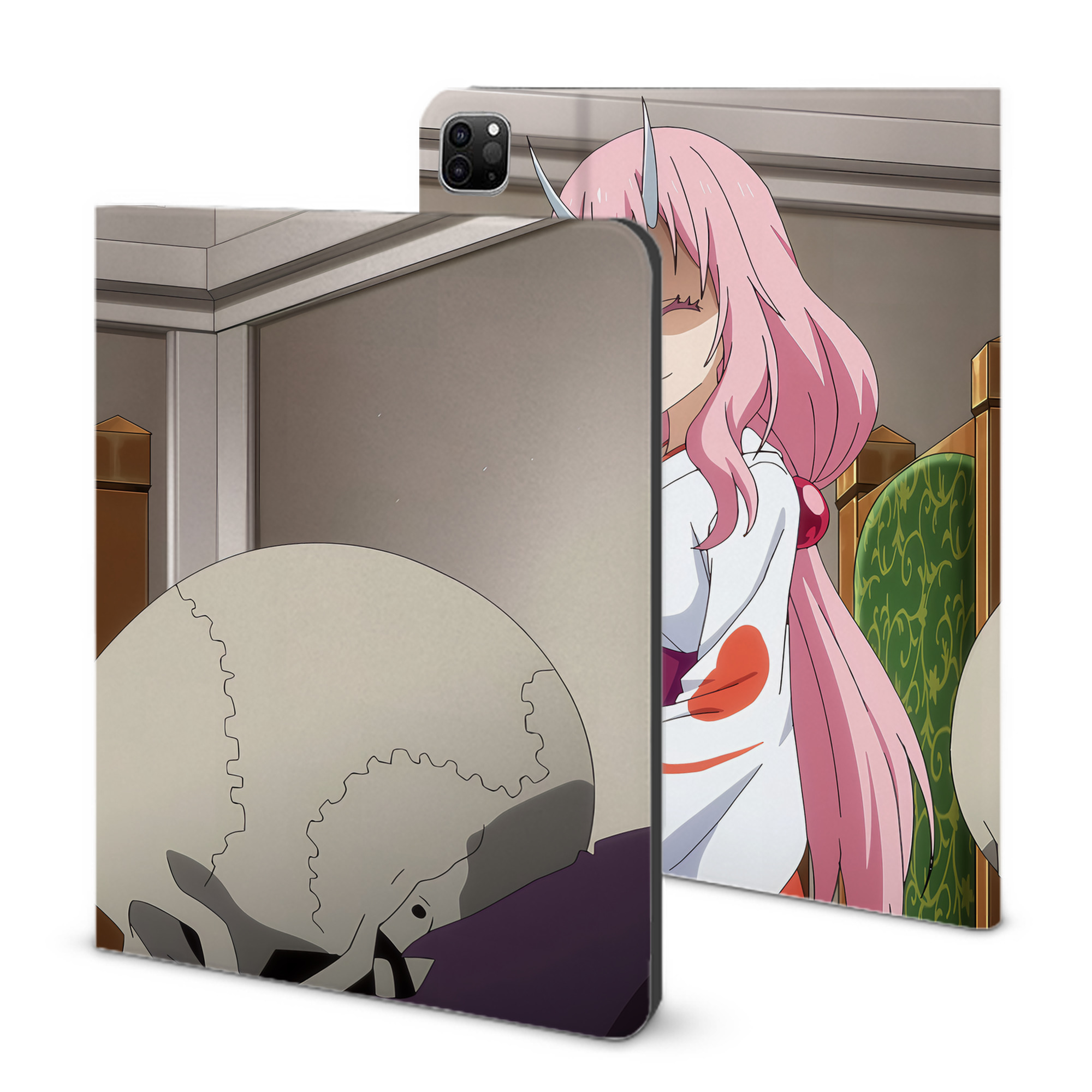 （画像用） 転スラ Regarding Reincarnated to Slime IPad ケース ブック型 PUレザー TPU 耐衝撃 軽量 薄型 ペン収納なし 全面保護 IPad 各モデル対応